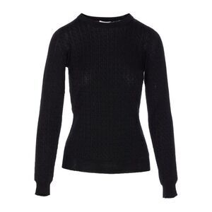 ELISABETTA FRANCHI Geometric Knit Long Sleeve Top Women BLACK Sweaters &